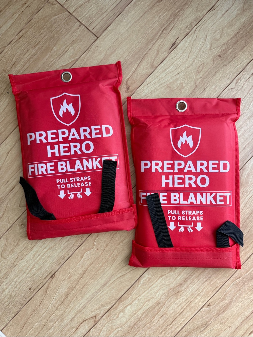 Prepared Hero Fire Blanket - Red Emergency Blankets (Set of 2)